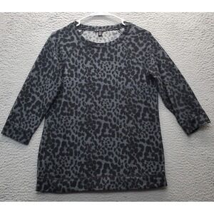 Tribal Shirt Top Womens Medium Multi Stretch Leopard Print 3/4 Sleeve Pullover
